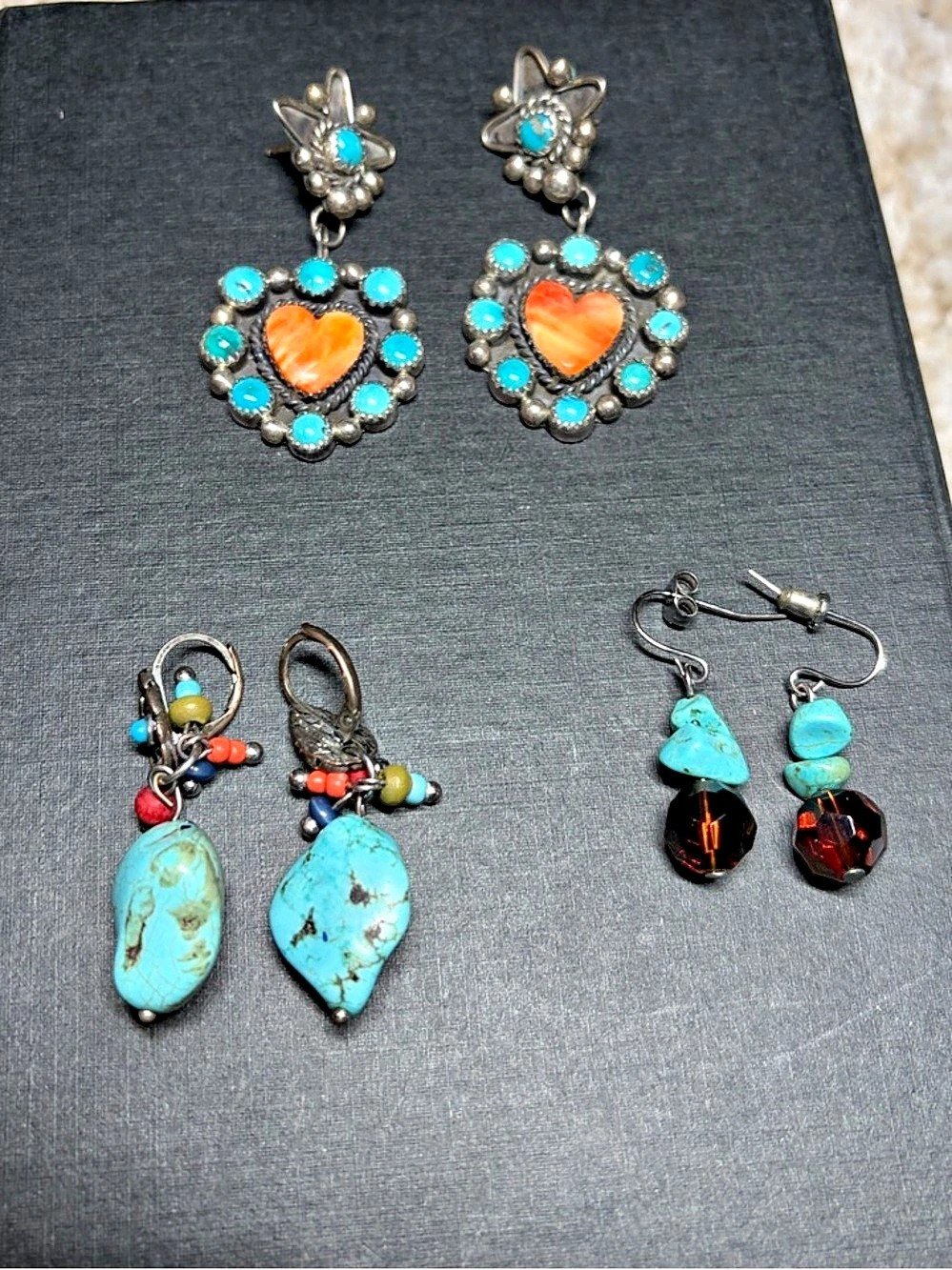 Turquoise Statement Earrings Set-costume